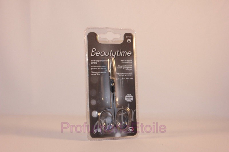 BEAUTYTIME FORBICE PUNTA CURVA SOTTILE ACCIAIO INOX SUPER AFFILATE BT104