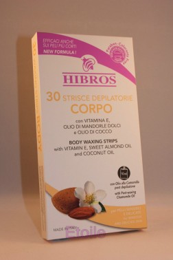 HIBROS STRISCE DEPILATORIE CORPO OLIO DI MANDORLE 30 strisce+olio camomilla Hibros 370047/001 Ceretta
