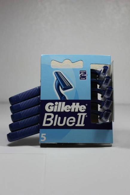GILLETTE RASIO BARBA BLUE II Radi e Getta x 5 pezzi Gillette 300025 Lamette per rasoi da uomo