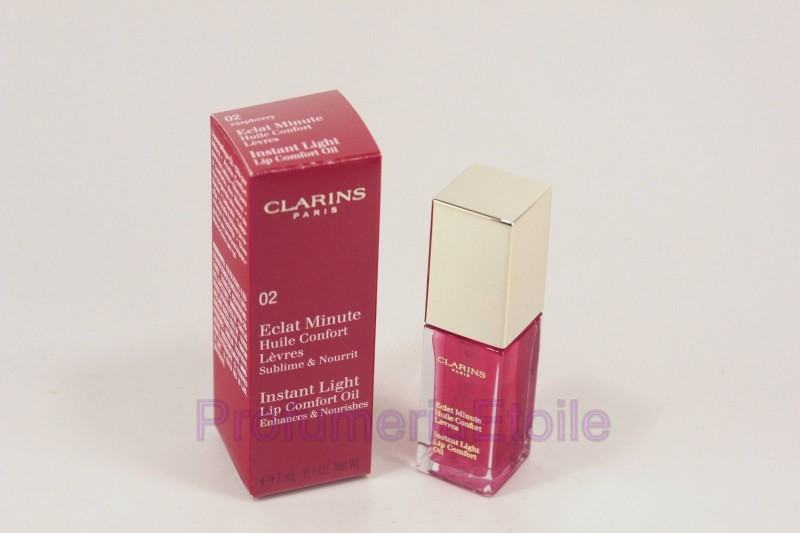 CLARINS ECLAT MINUTE HUILE CONFORT LEVRES N.02 RASPBERRY olio per labbra nutrite