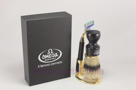 OMEGA SET DA BARBA IN PURA SETOLA CON RASOIO 3 LAME E SUPPORTO ART. M1126.6 Omega 498075 Pennelli e ciotole rasatura