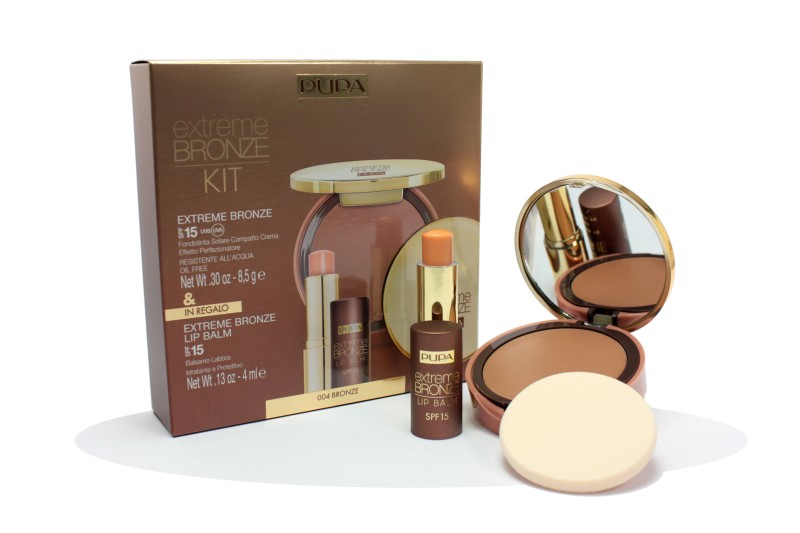 PUPA EXTREME BRONZE FONDOTINTA SOLARE COMPATTO SPF15+EXTREME BRONZE LIP BALM