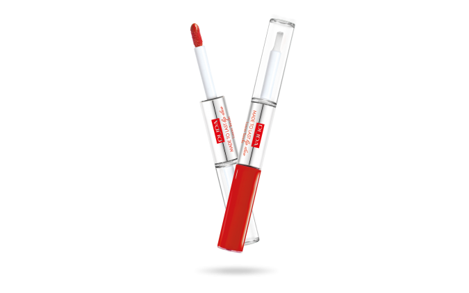 PUPA MADE TO LAST LIP DUO N.018 IMPERIAL RED Rossetto Liquido Colore & Top Coat