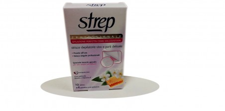 STREP STRISCE DEPILATORIE VISO E PARTI DELICATE scatola 10 strisce e 4 salviette Strep 675020 Ceretta